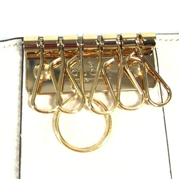 GUCCI 456118 logo GG 6 Key Case Key 6P Key Case PVC/Leather Beige - Picture 9 of 12